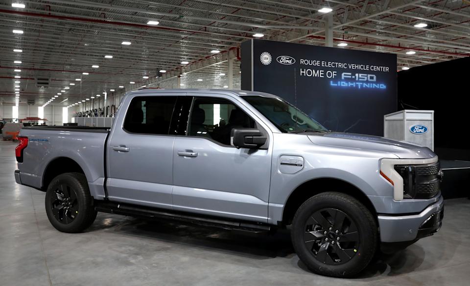 A Ford Motors pre-production all-electric F-150 Lightning truck prototype is seen at the Rouge Electric Vehicle Center in the Rouge Complex in Dearborn, Michigan, U.S. September 16, 2021   REUTERS/Rebecca Cook
