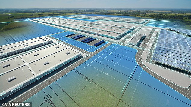 A rendering of the lithium-ion battery manufacturing complex Ford plans to build in Kentucky